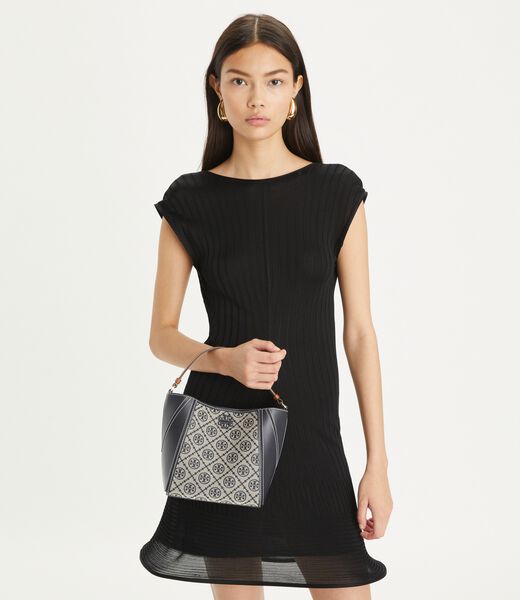 tory burch small t monogram mcgraw bucket bag