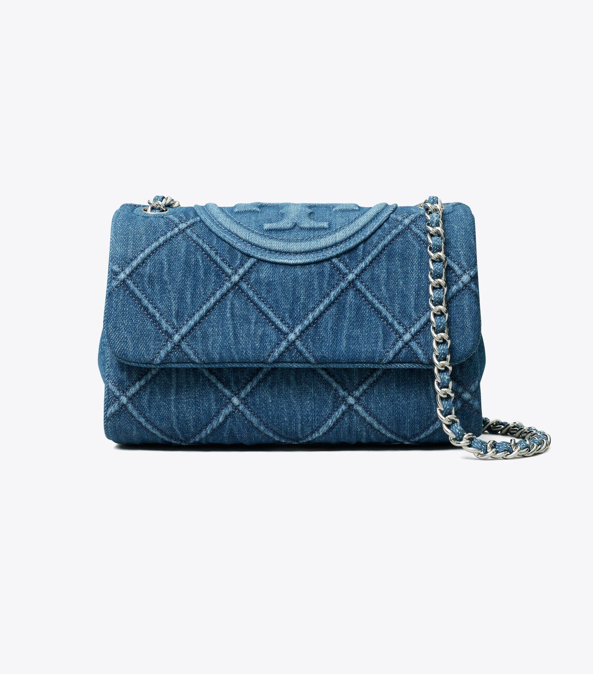 tory burch small fleming soft denim convertible shoulder bag