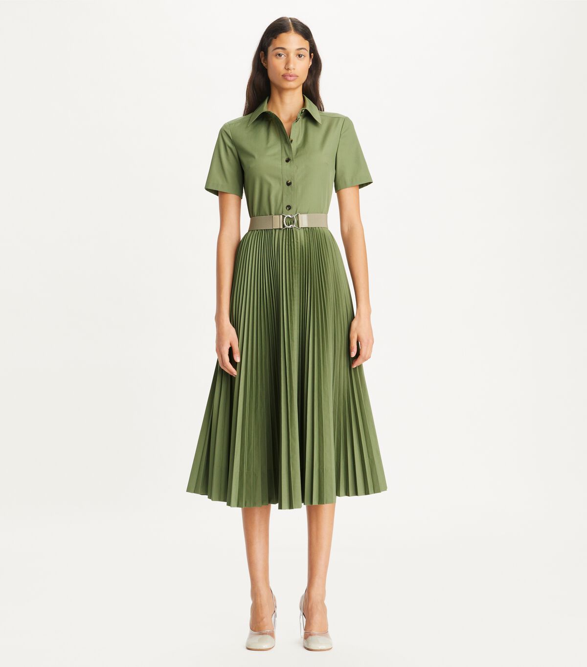 tory burch poplin pleated shirtdress