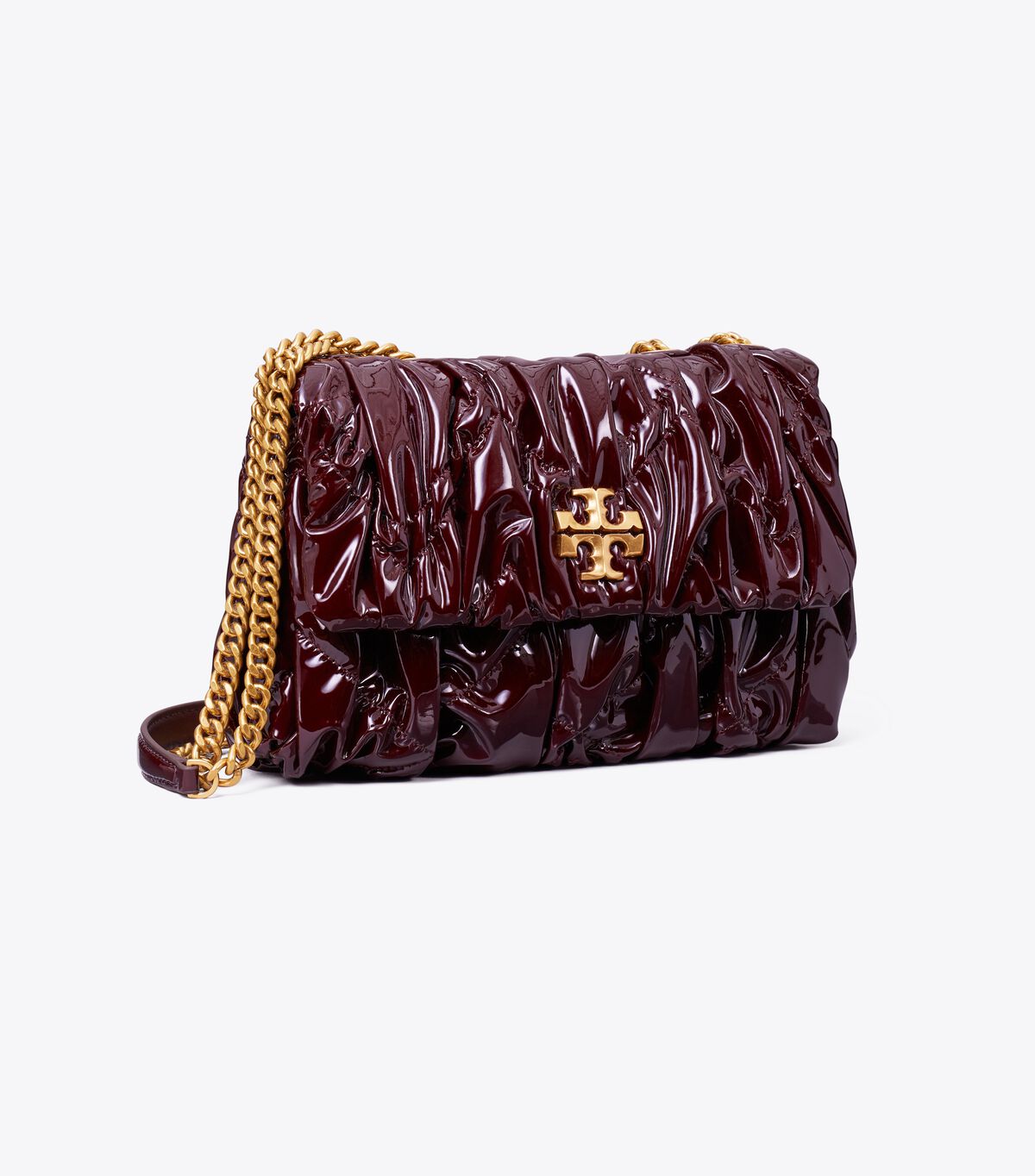 tory burch small kira patent ruched convertible shoulder bag