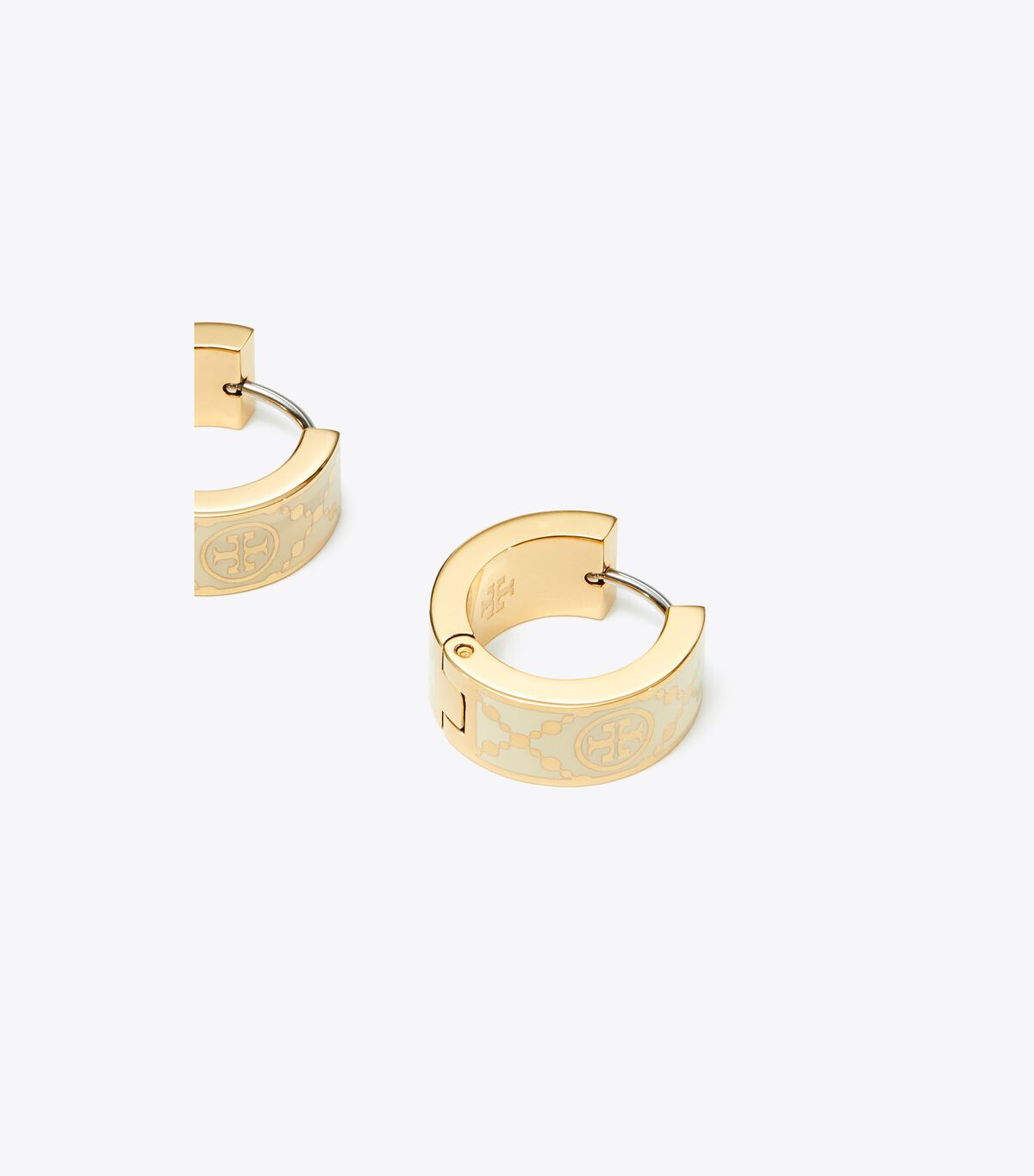 tory burch small t monogram hoop earring