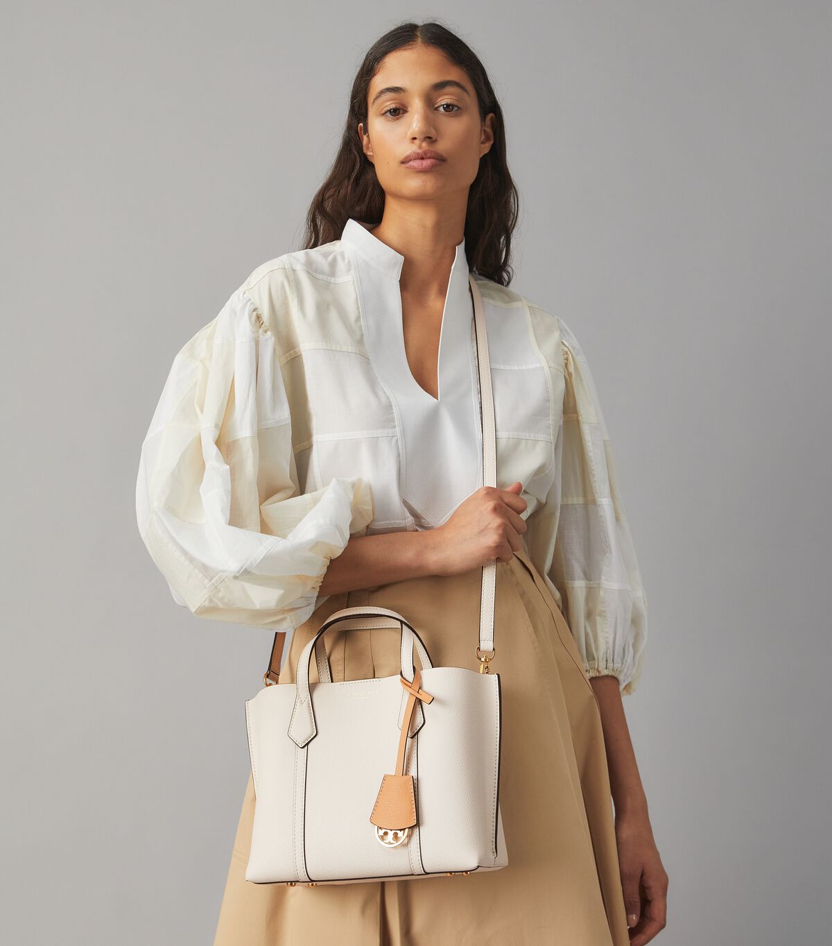 tory burch small perry triple compartment tote bag