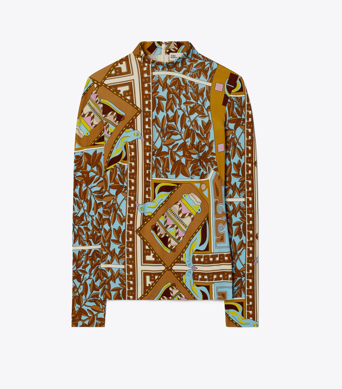 tory burch geometric garden mockneck top