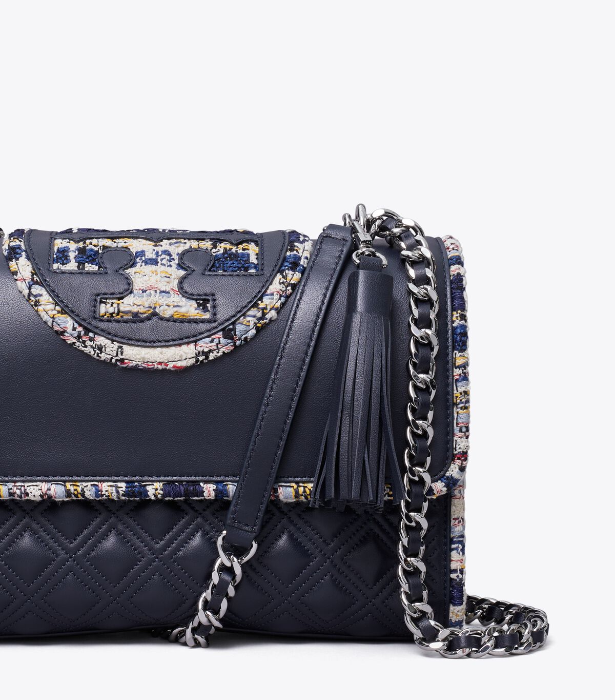 tory burch fleming tweed border convertible shoulder bag