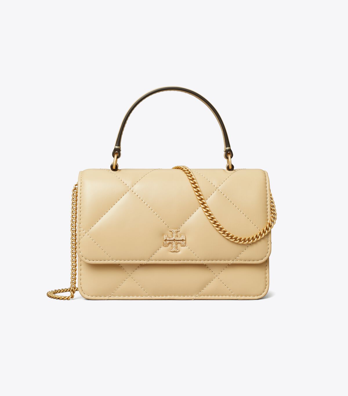 tory burch mini kira pave logo diamond quilt top handle chain wallet