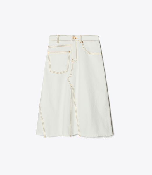 tory burch denim deconstructed skirt