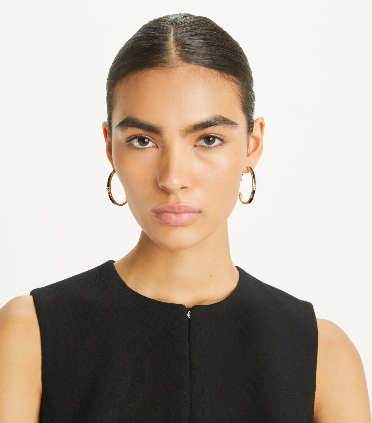 tory burch icon enamel hoop earrings