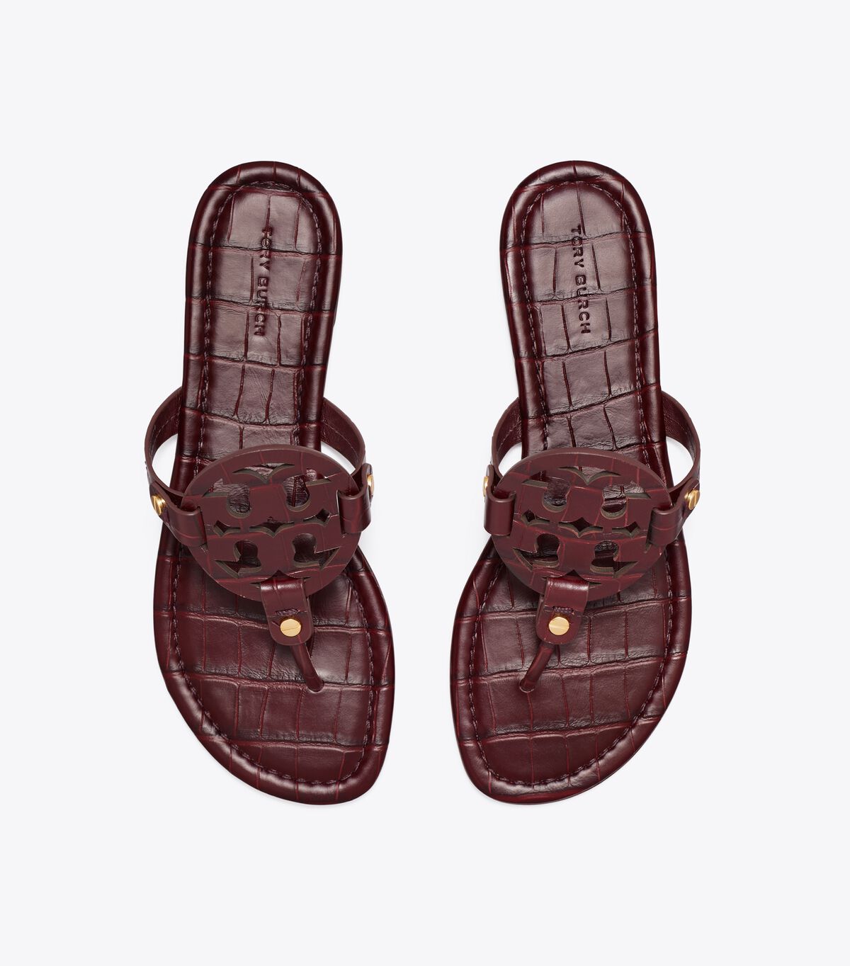tory burch miller croc embossed leather sandal