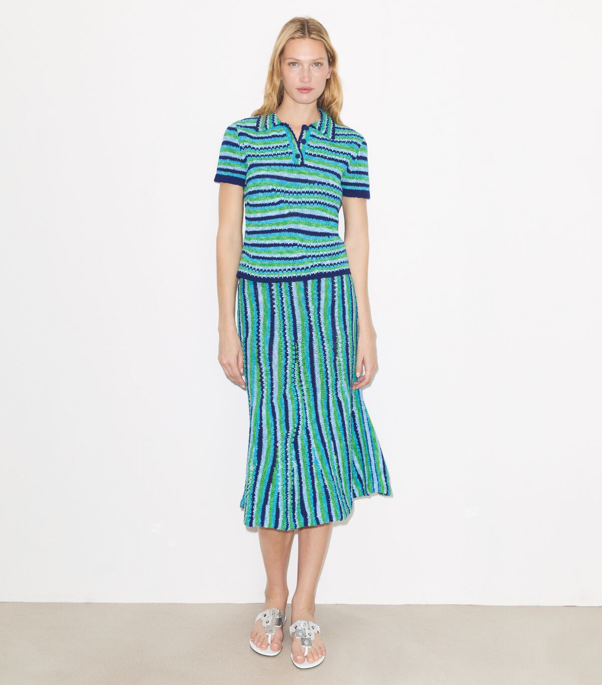 tory burch striped cotton skirt