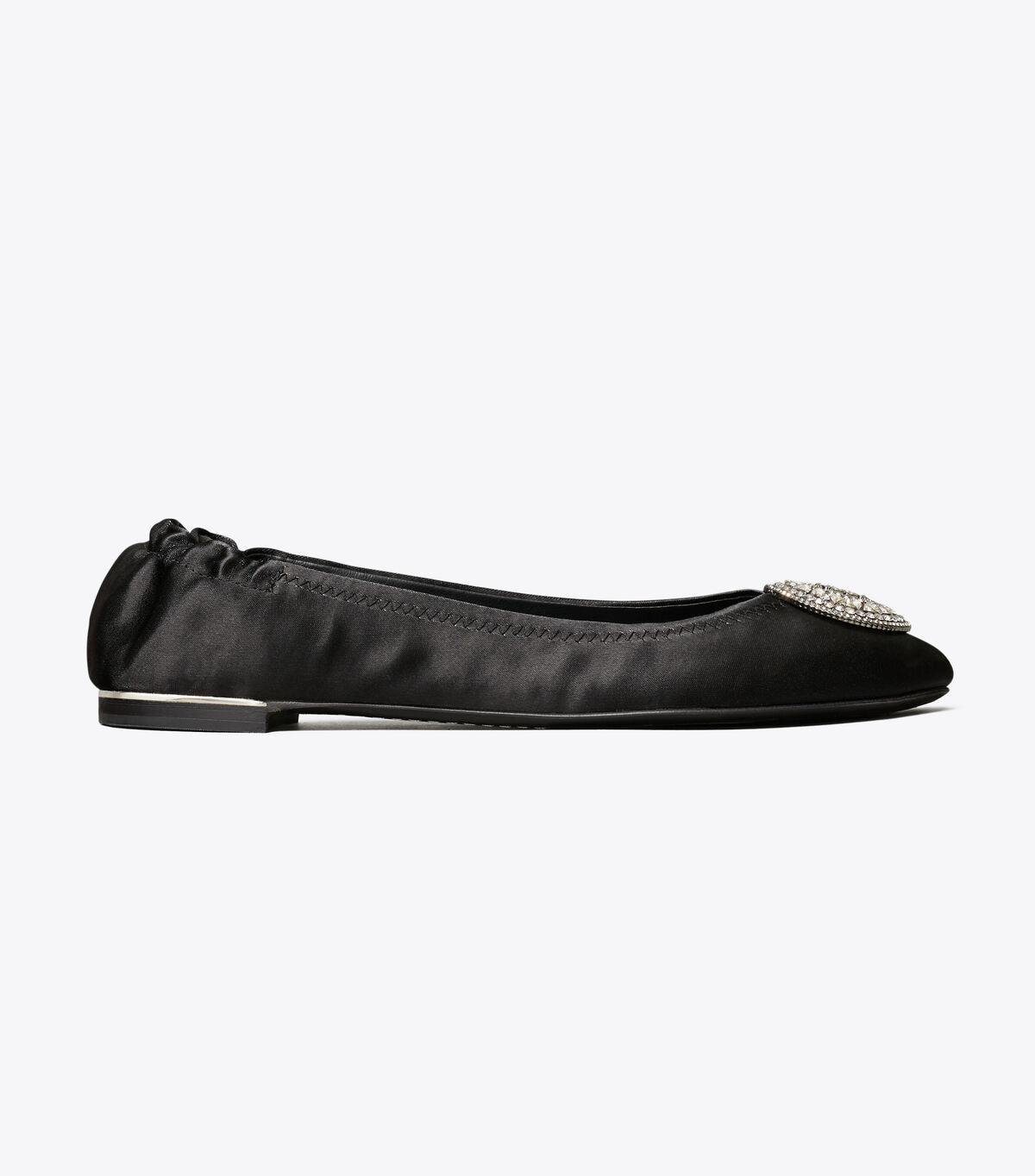 tory burch crystal logo satin ballet flat
