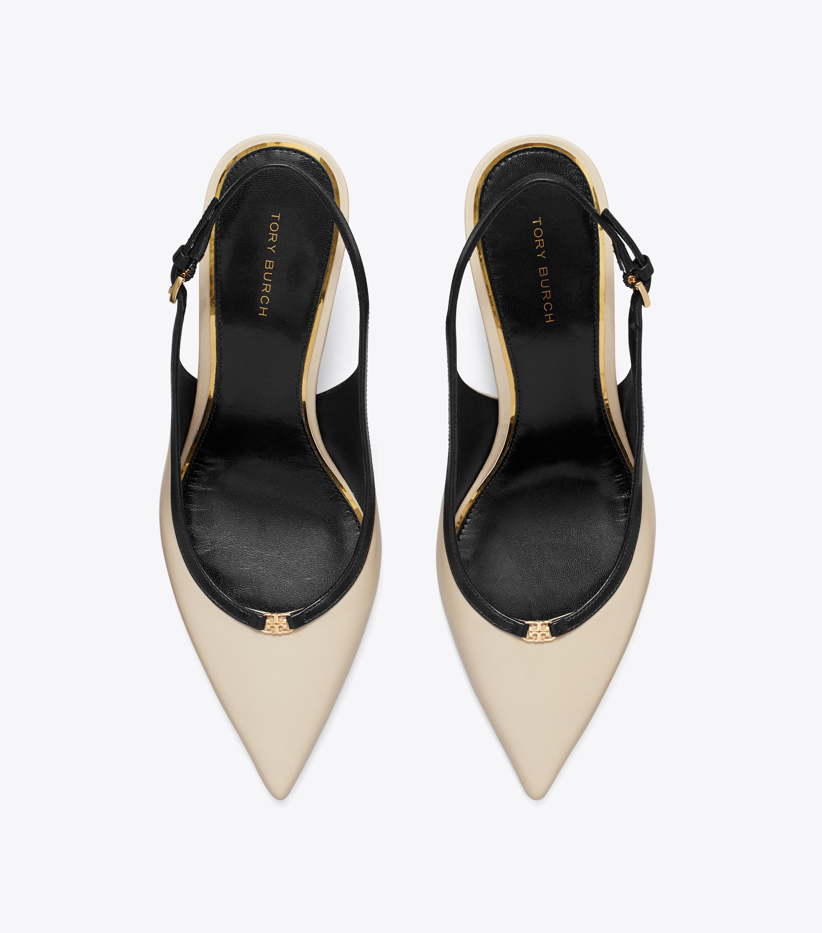 Double T Buckle Wedge, Stone Gray / Perfect Black | Tory