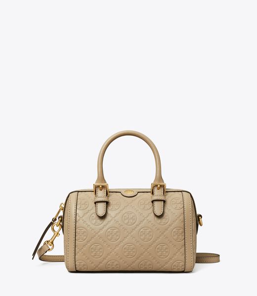 tory burch petite t monogram leather barrel bag