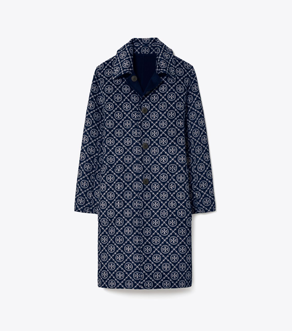 tory burch t monogram jacquard wool coat