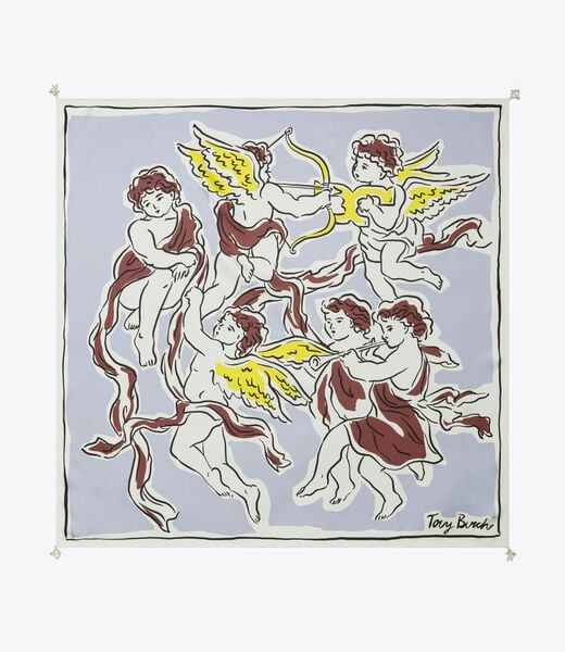 tory burch cherubs silk square scarf