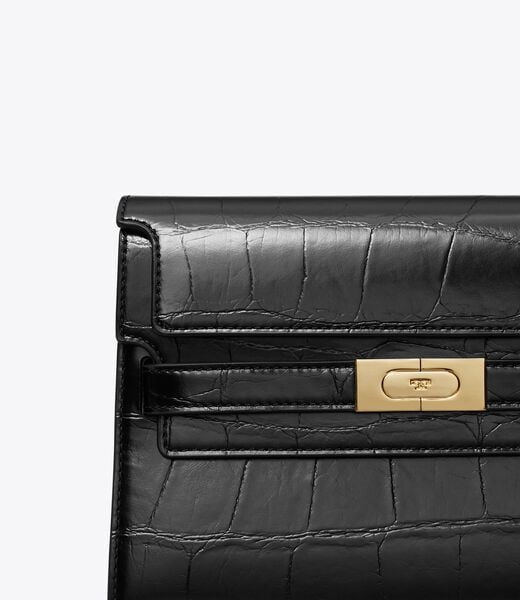 tory burch lee radziwill croc embossed shoulder bag