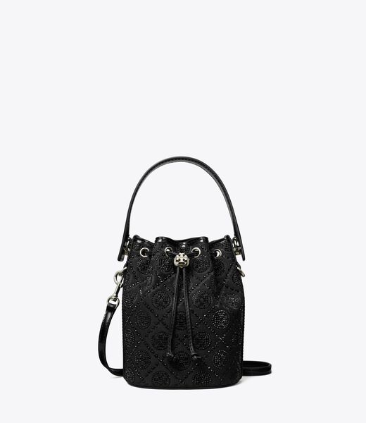 tory burch t monogram embellished mini bucket bag