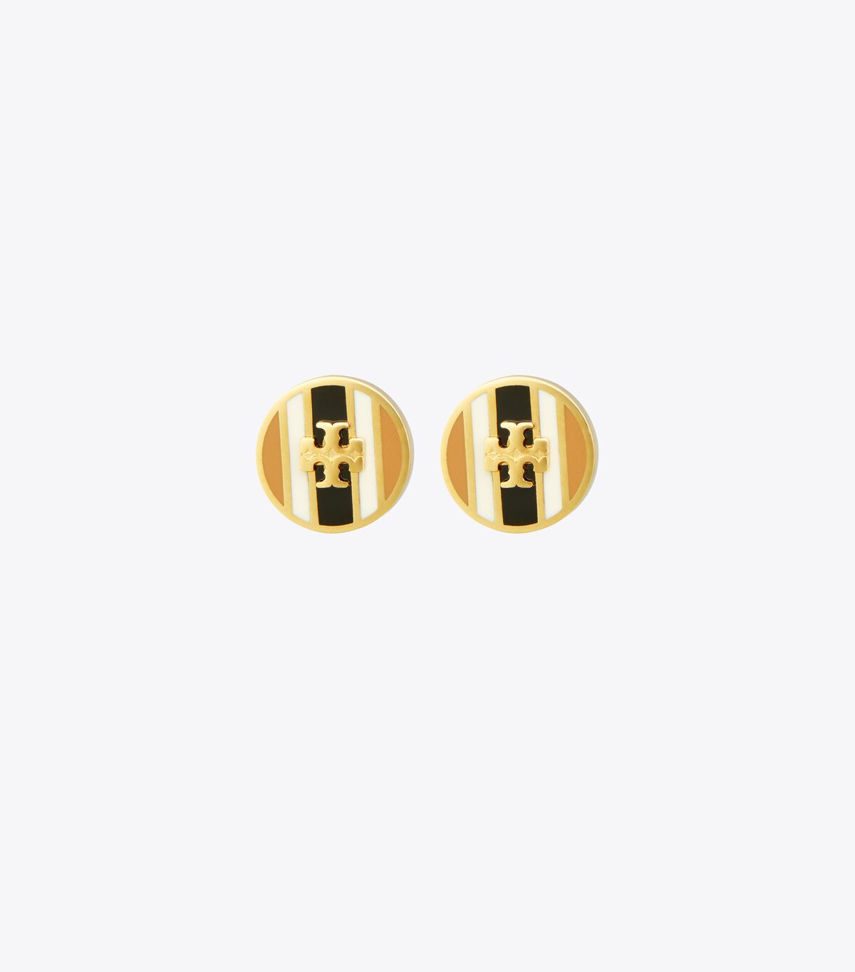 Kira Enamel Striped Circle-Stud Earring