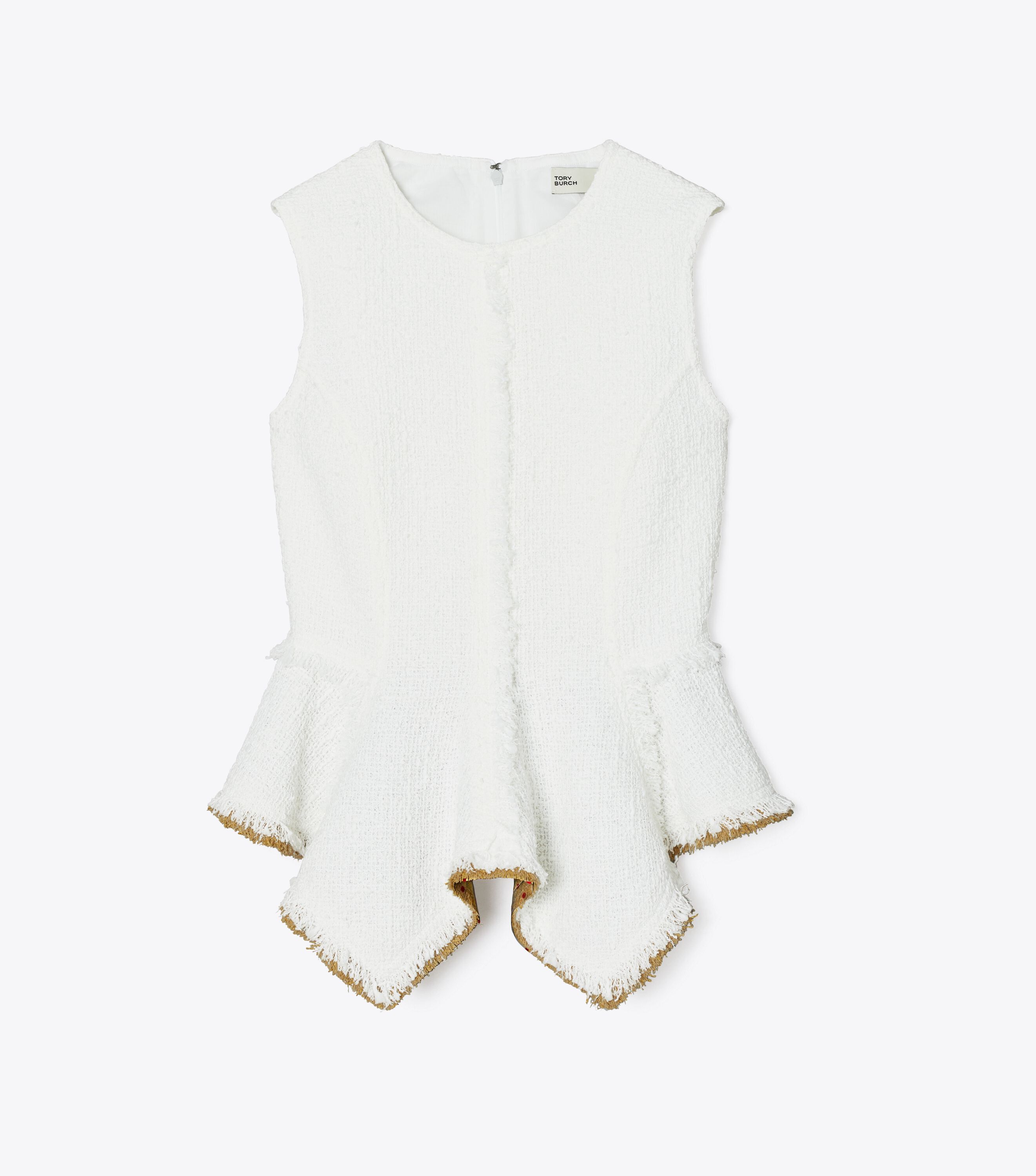 Cotton Tweed Top, Vanilla | Tory Burch KW