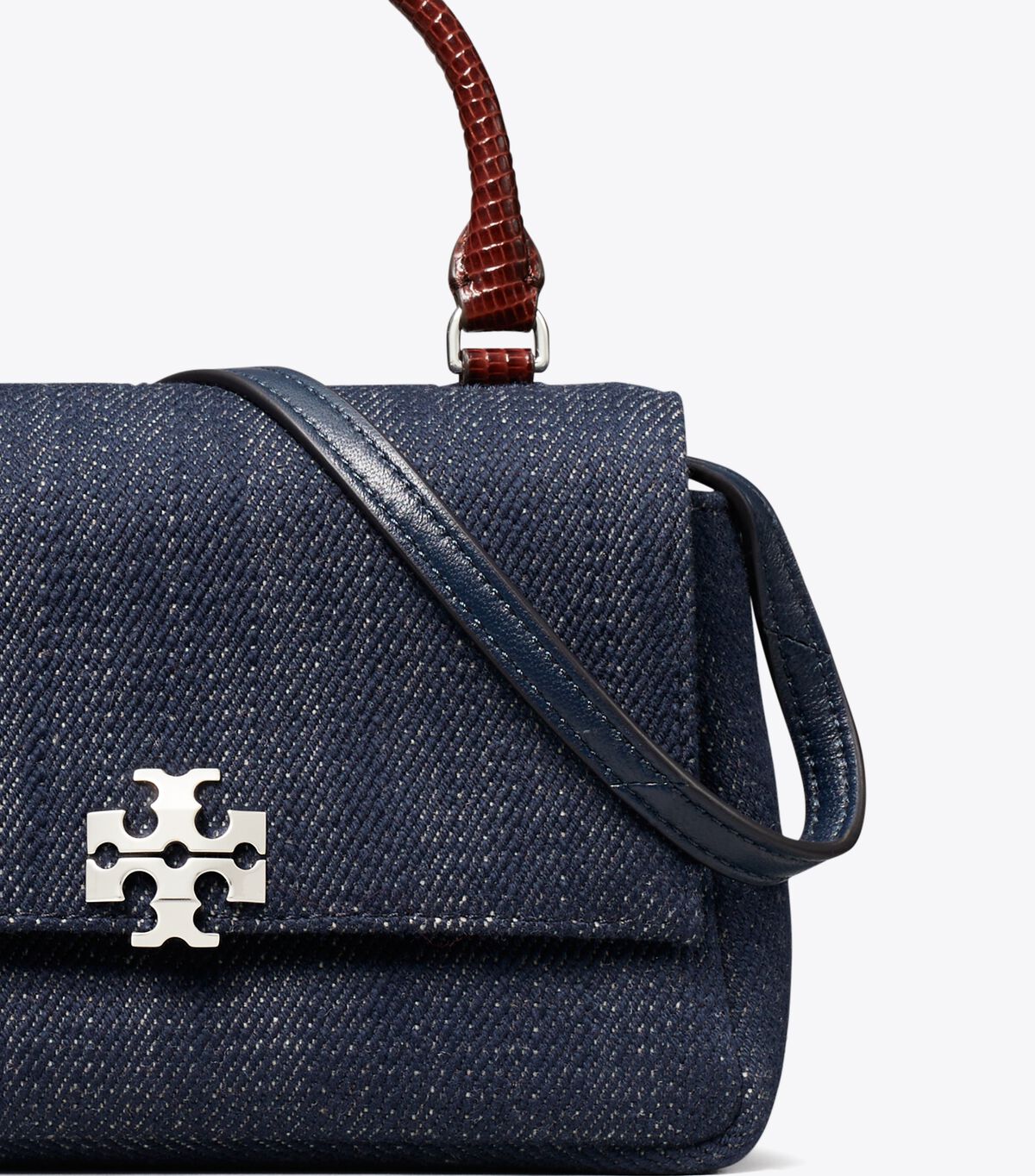 tory burch mini charlie denim top handle crossbody
