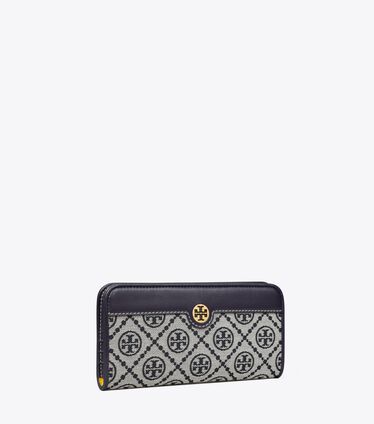 T Monogram Zip Slim Wallet