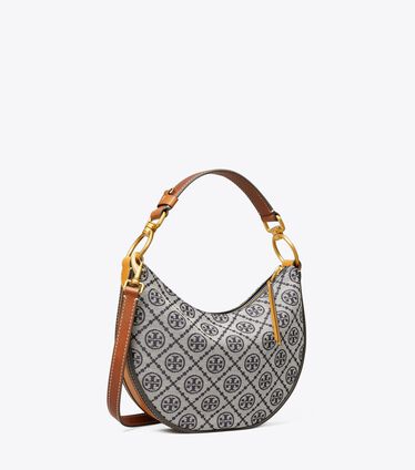 T Monogram Jacquard Mini Crescent Bag in Navy