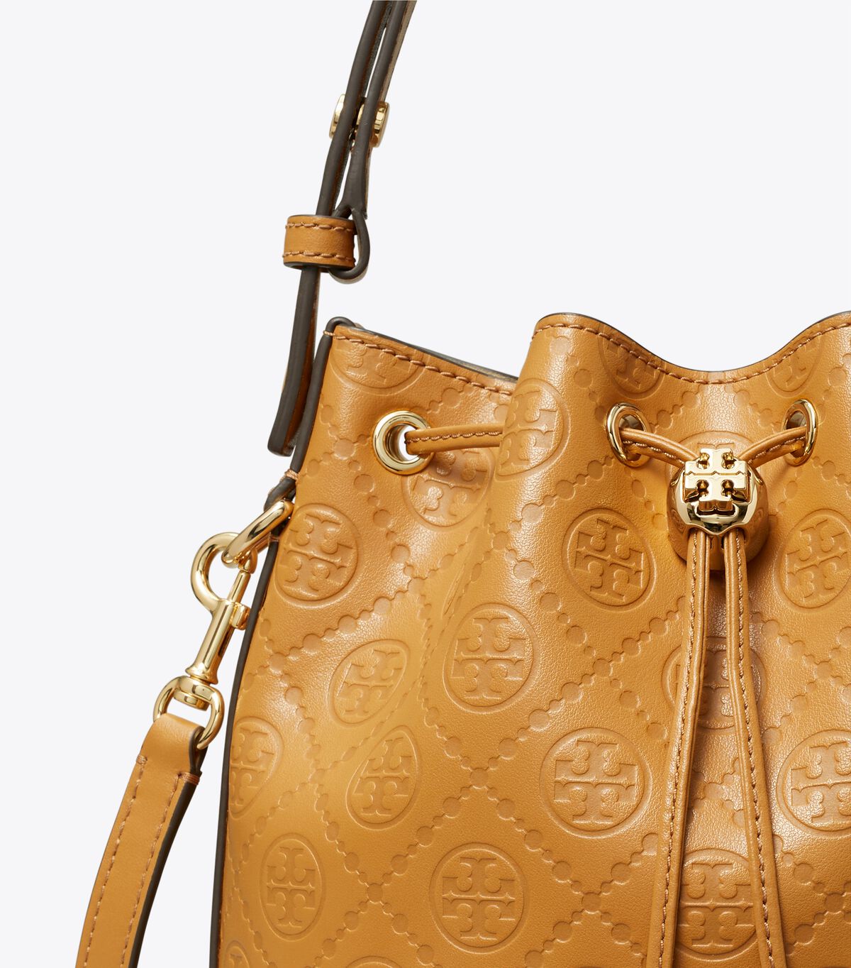tory burch t monogram leather bucket bag