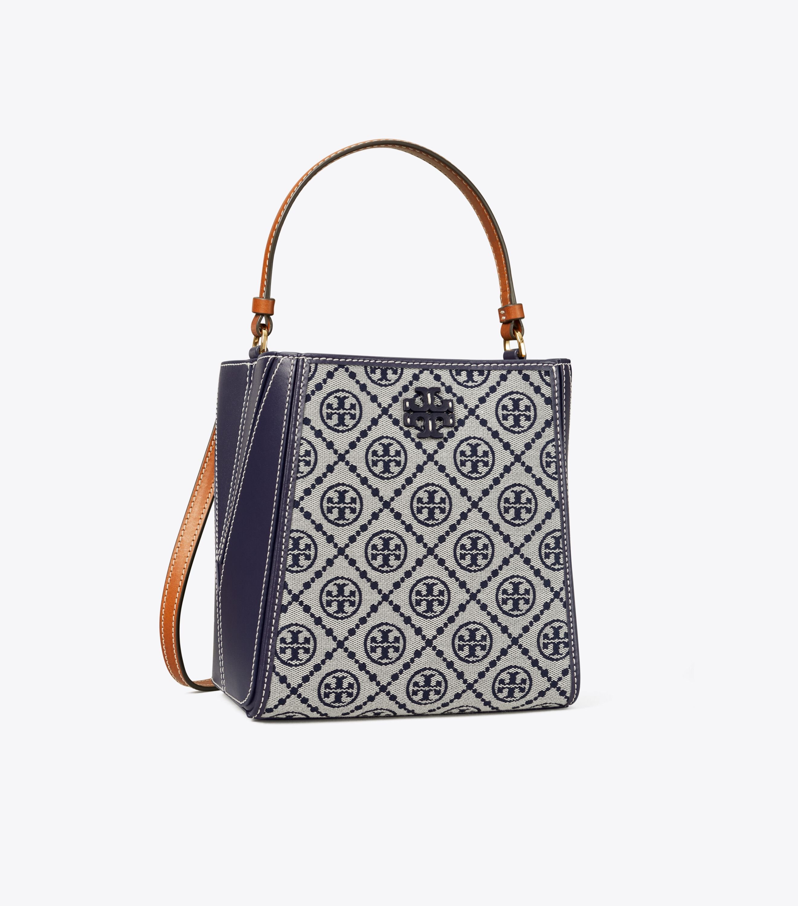 Small T Monogram McGraw Bucket Bag, Tory Navy | Tory Burch KW