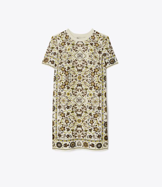 Silk-Front T-Shirt Dress