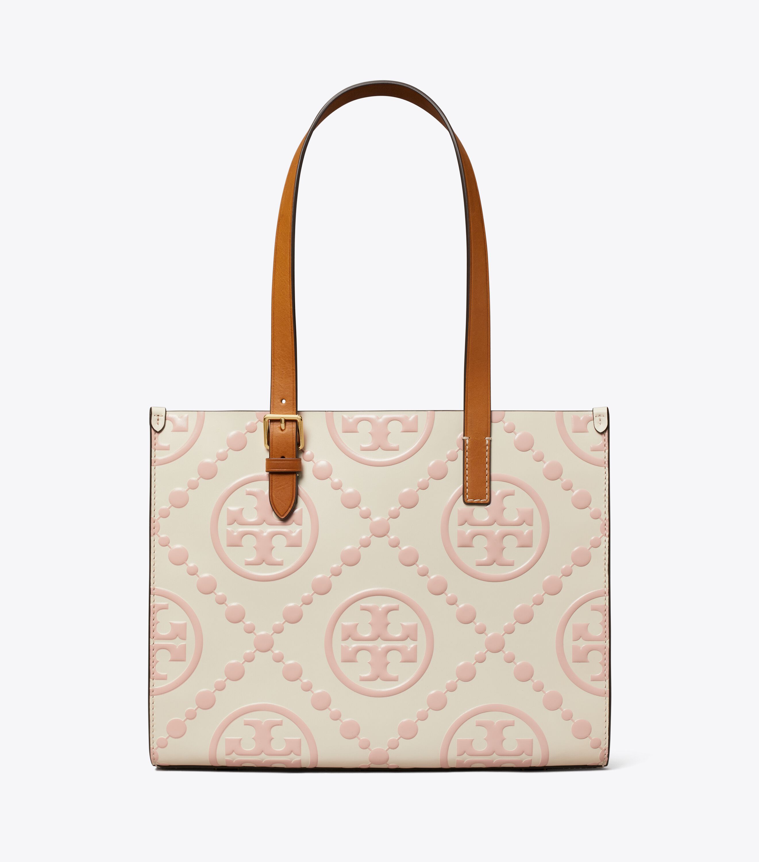 Small T Monogram Contrast Embossed Tote, Pink Dawn | Tory Burch KW