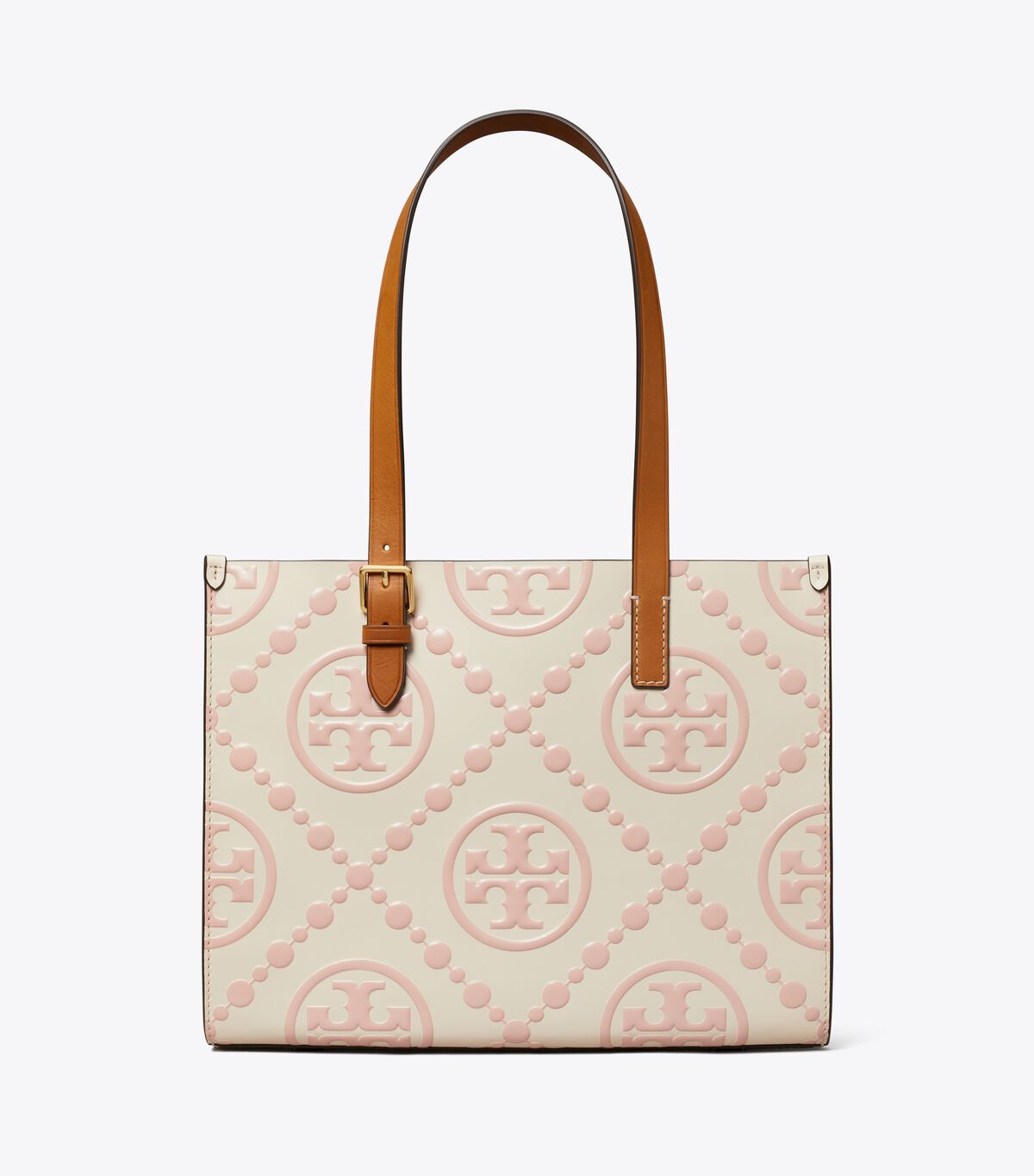 tory burch small t monogram contrast embossed tote