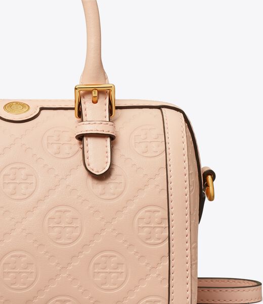 tory burch petite t monogram leather barrel bag