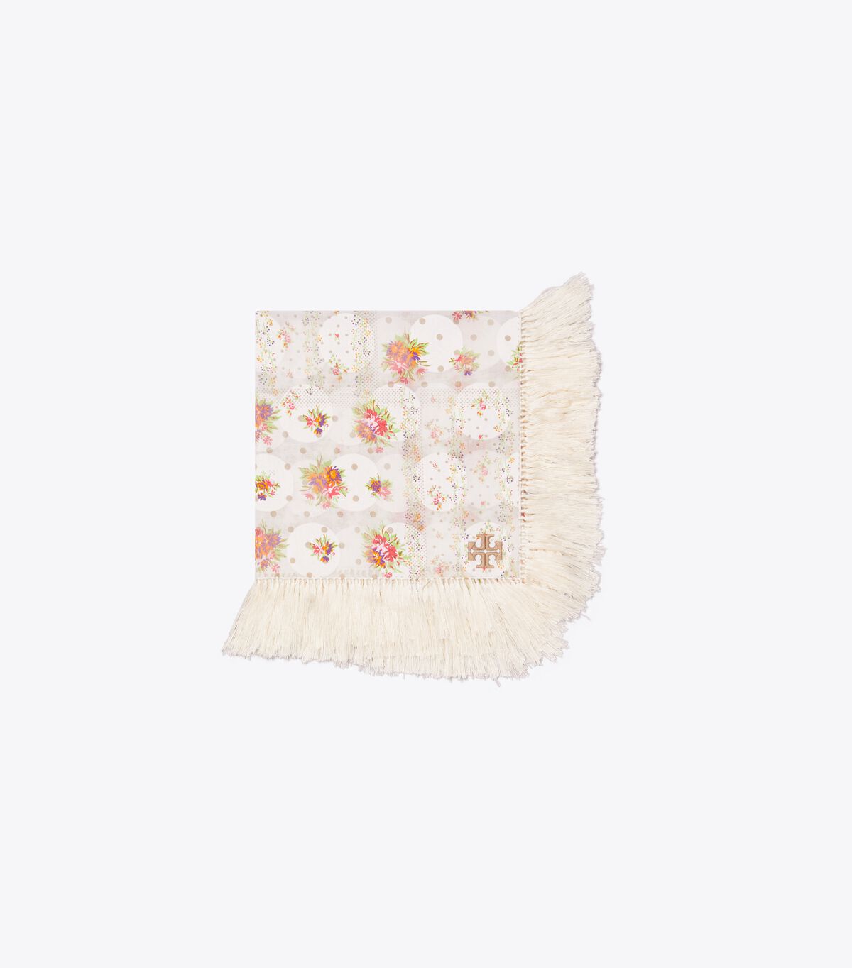 tory burch polka dot floral patchwork fringe neckerchief