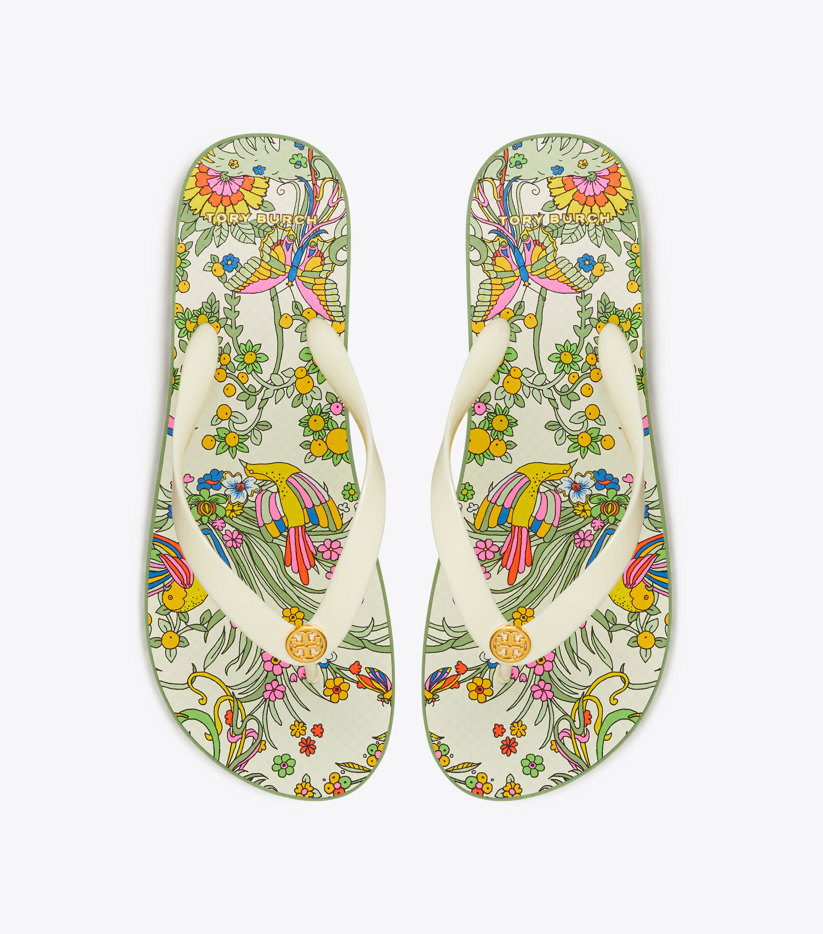 Printed Carved Wedge Flip Flop Shoes Tory Burch