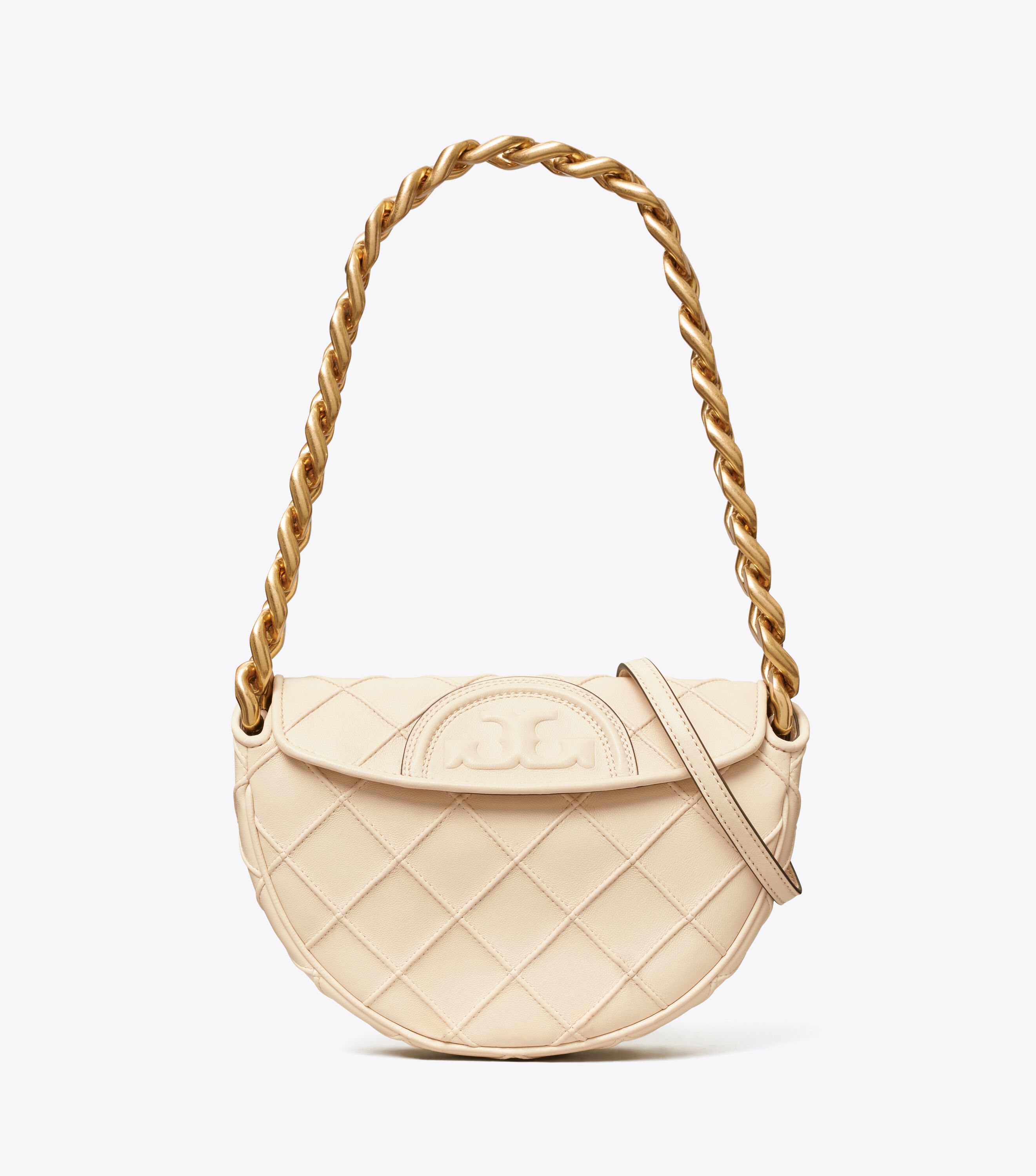 トートバッグ TORY BURCH Beige Leather Mini Fleming Handbag Tory Burch Mini Fleming drawstring bag for Women - Beige in
