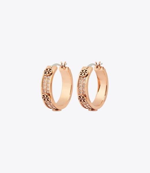 Small Icon Pave Hoop Earrings tory burch small icon pave hoop earrings