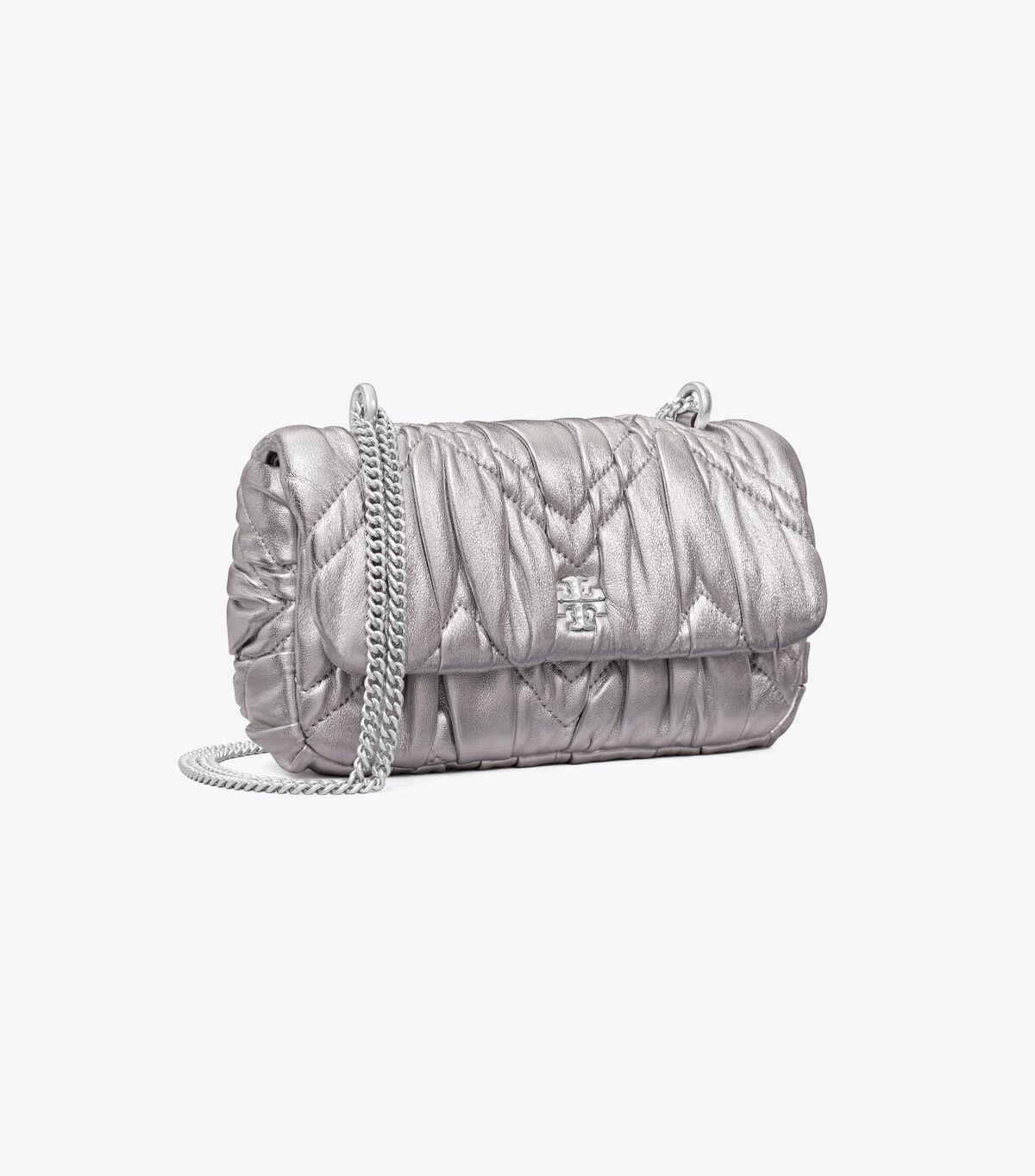 tory burch mini kira metallic diamond ruched flap bag