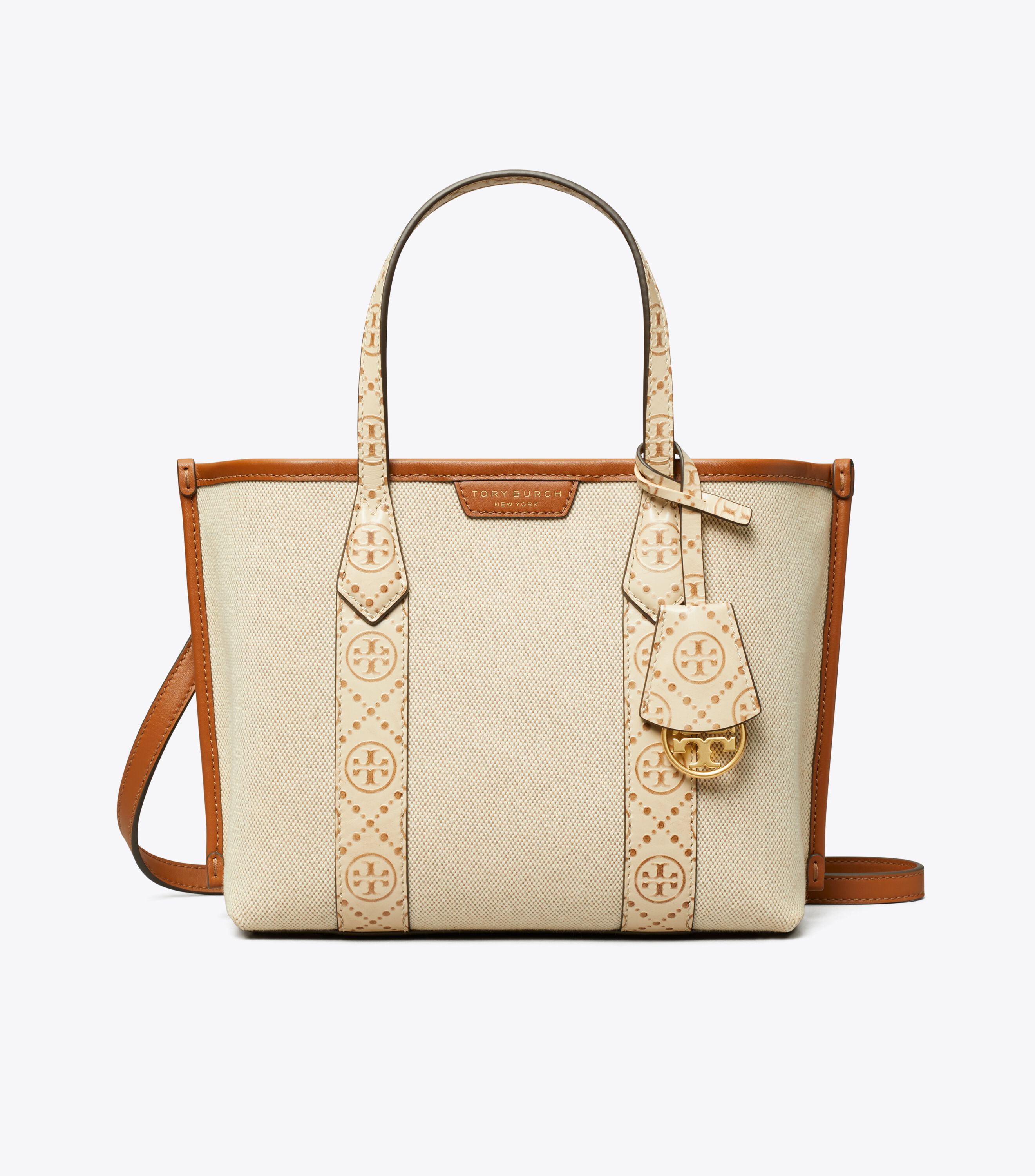 Small Perry Canvas Triple-Compartment Tote, New Cream | Tory