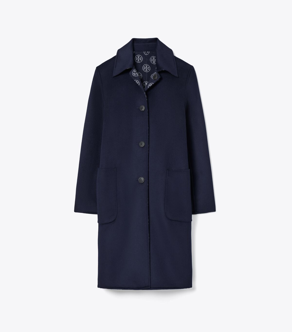 tory burch t monogram jacquard wool coat