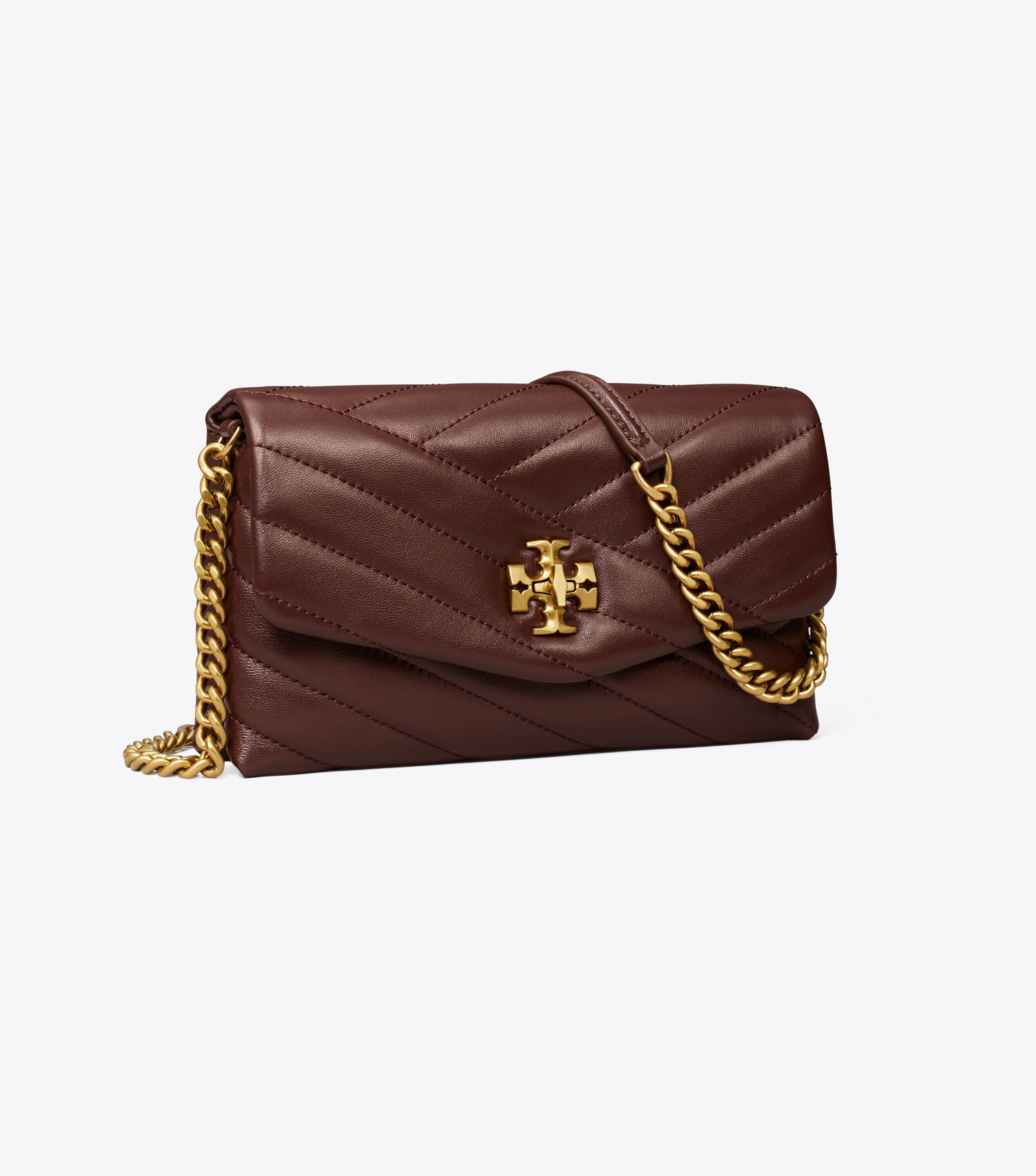 Tory burch kira chevron quilted leather chain wallet top