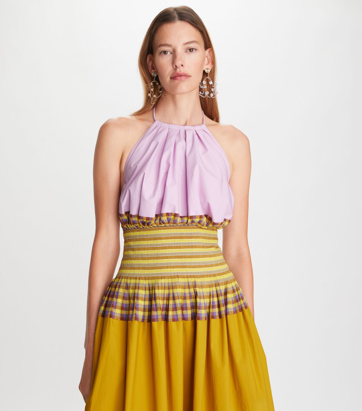 tory burch veronica plaid colorblock dress