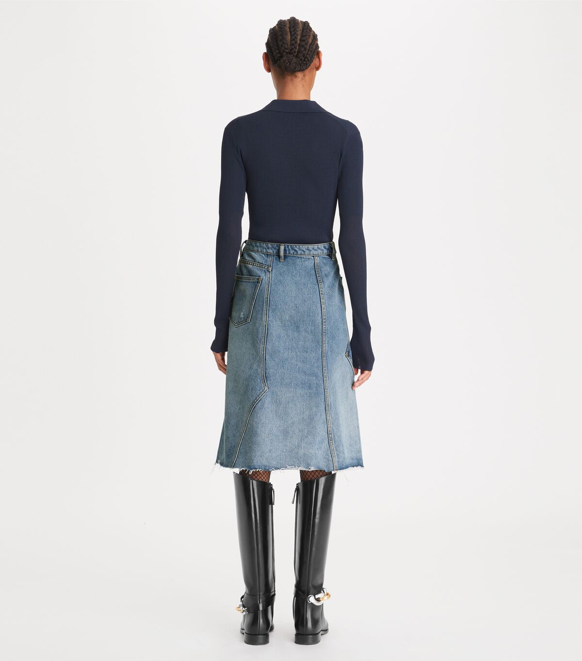 tory burch deconstructed denim skirt