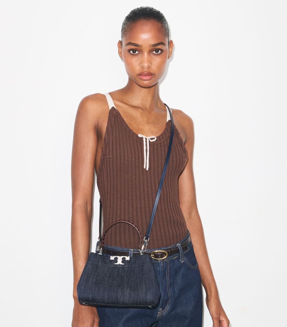 tory burch mini eleanor denim satchel