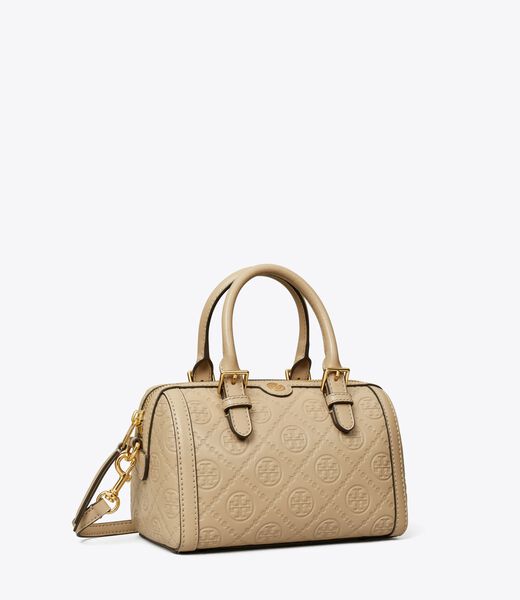 tory burch petite t monogram leather barrel bag