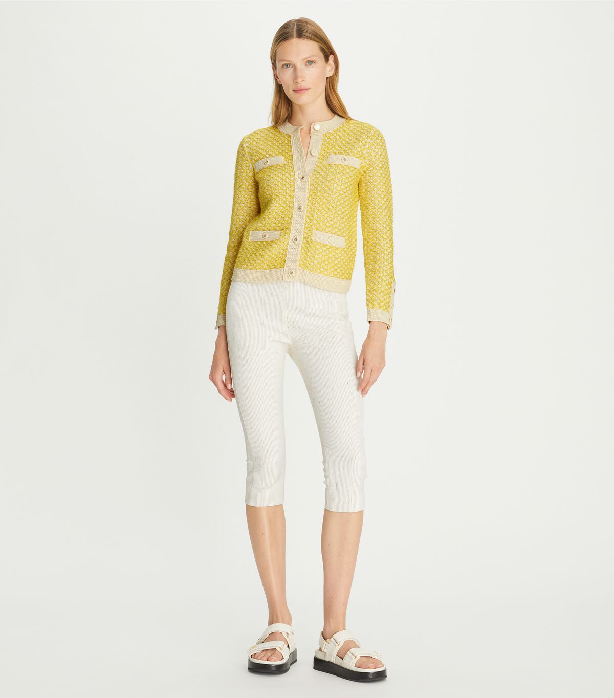 tory burch linen tweed kendra cardigan
