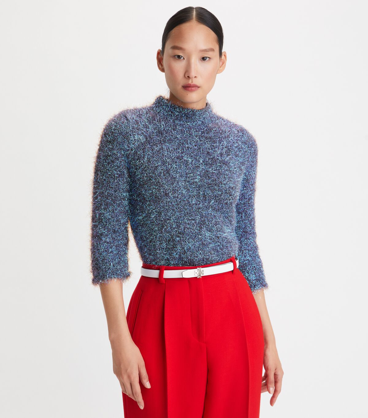 tory burch tinsel mockneck sweater