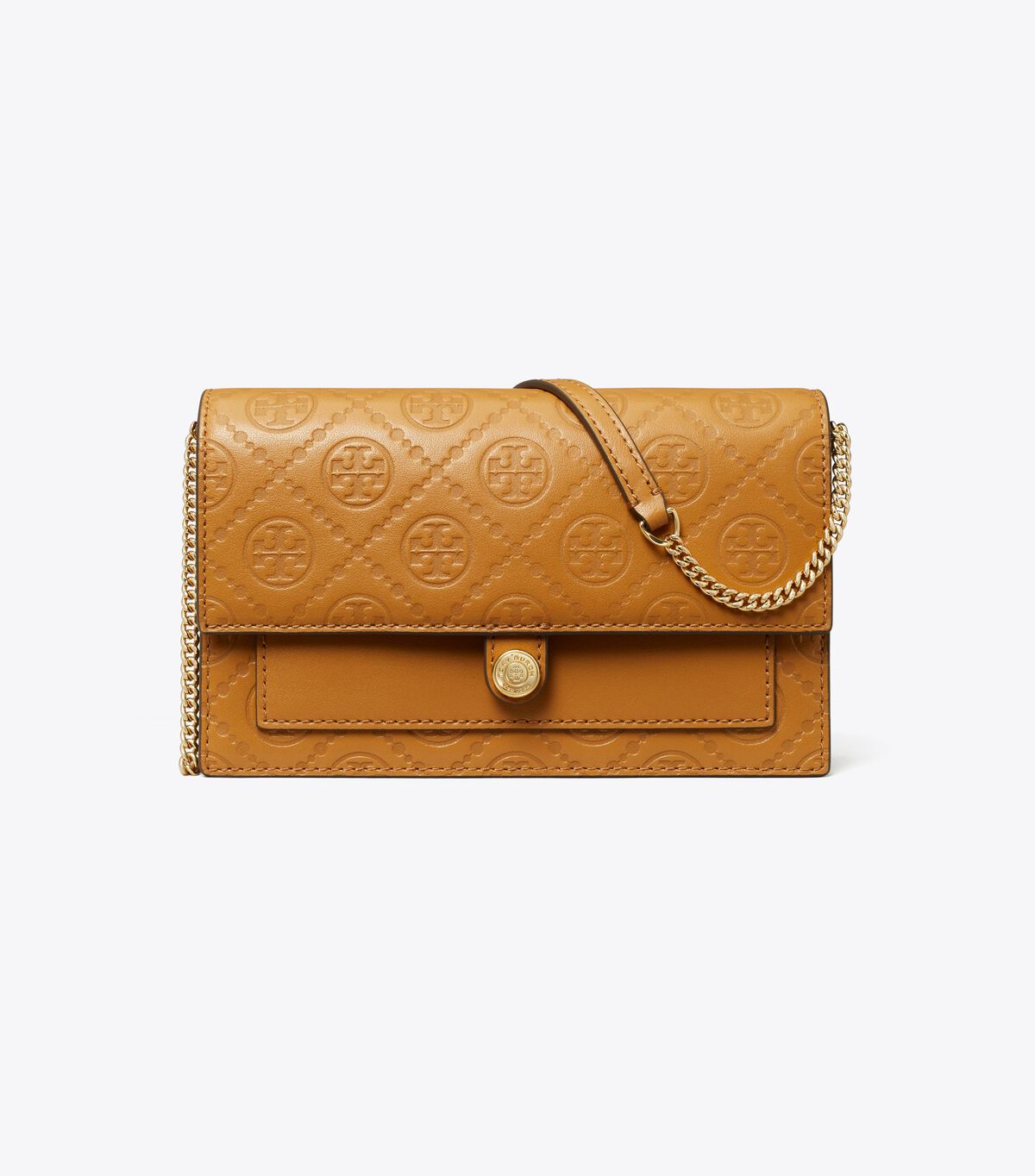tory burch t monogram leather chain wallet