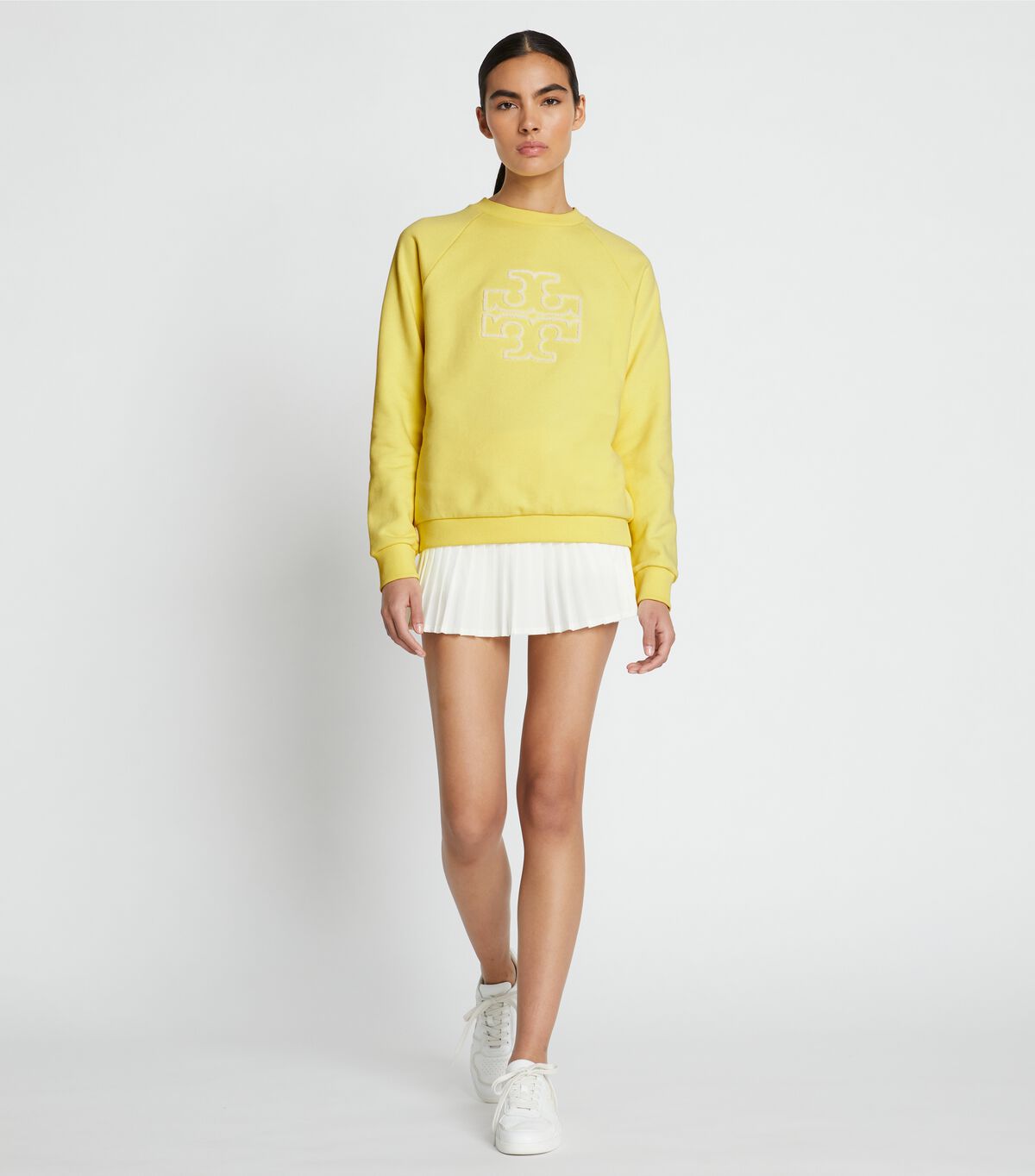 tory burch heavy french terry logo crewneck