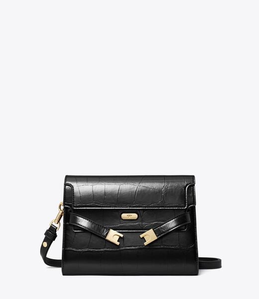 tory burch lee radziwill croc embossed shoulder bag