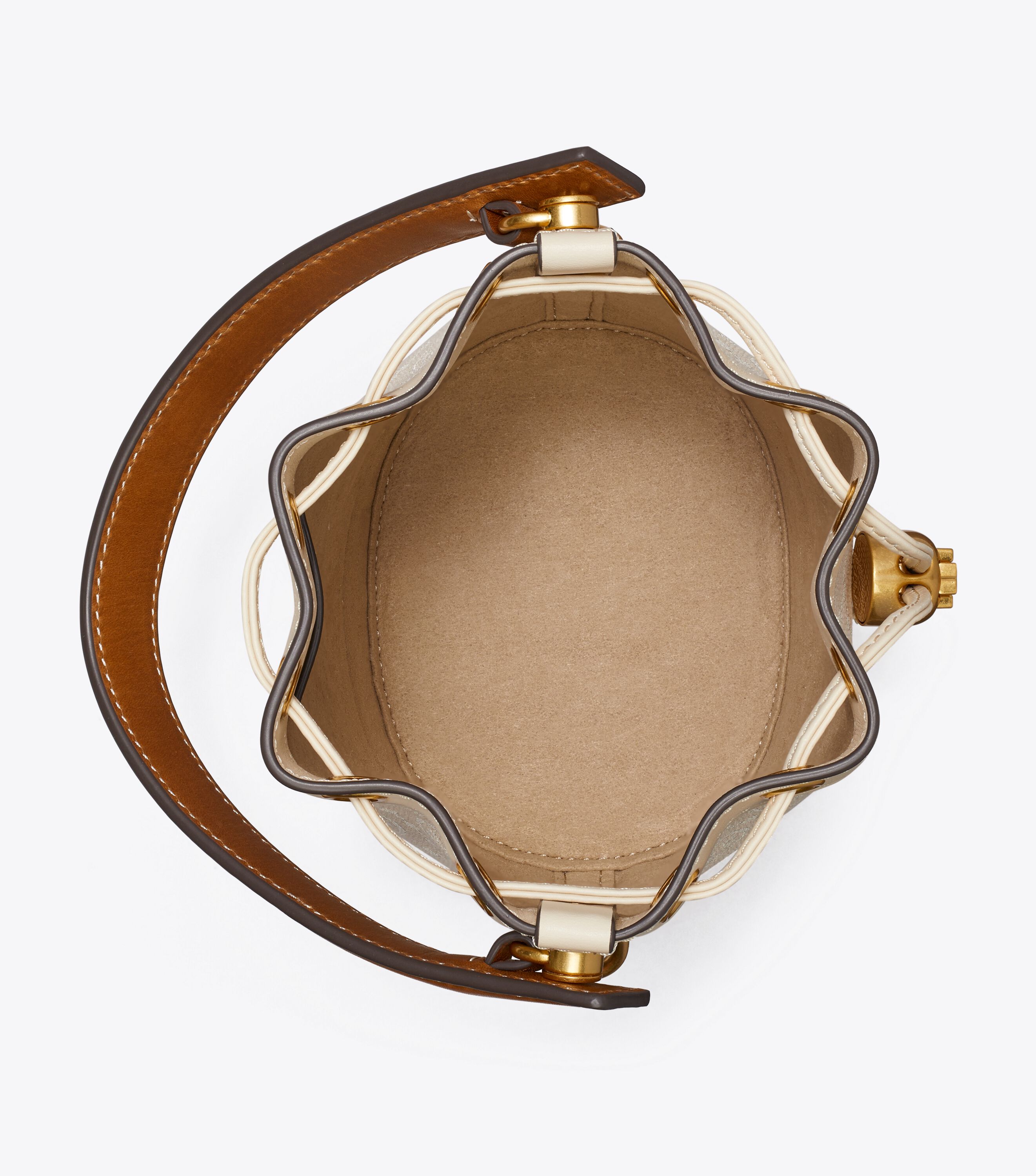 Mini T Monogram Bucket Bag, Ivory | Tory Burch KW Mini T Monogram Bucket Bag, Ivory | Tory Burch KW