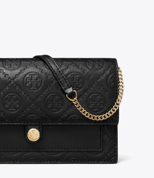 tory burch t monogram leather chain wallet